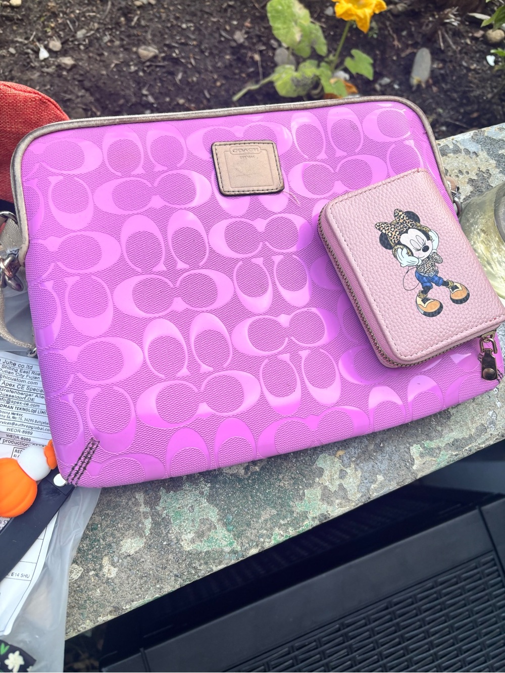 Pink purse with mini mouse wallet. Purse in ok and wallet is new